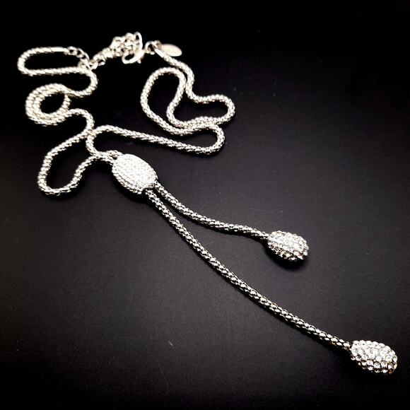 Chico's Rhinestone Lariat Necklace, Clear Pave Rhinestones, 36" - Picture 10 of 10